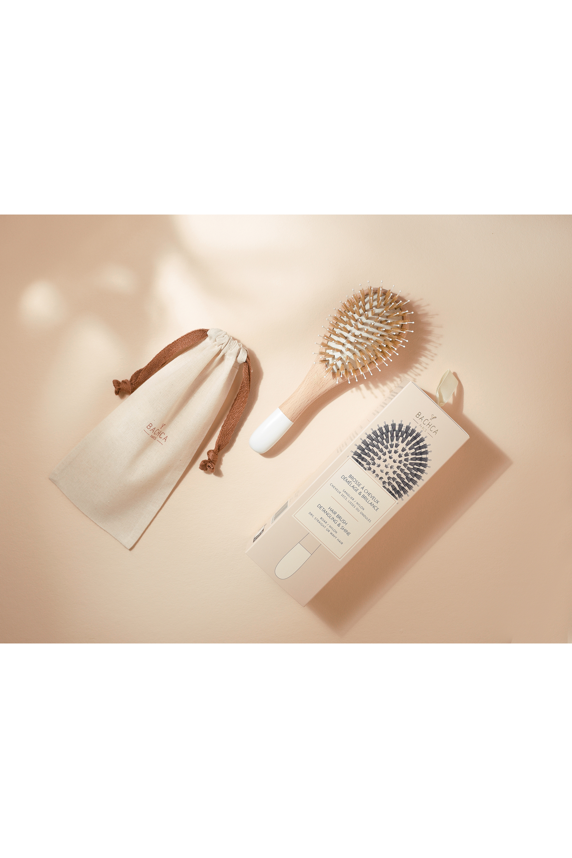 Brosse démêlante en nylon et soies de sanglier