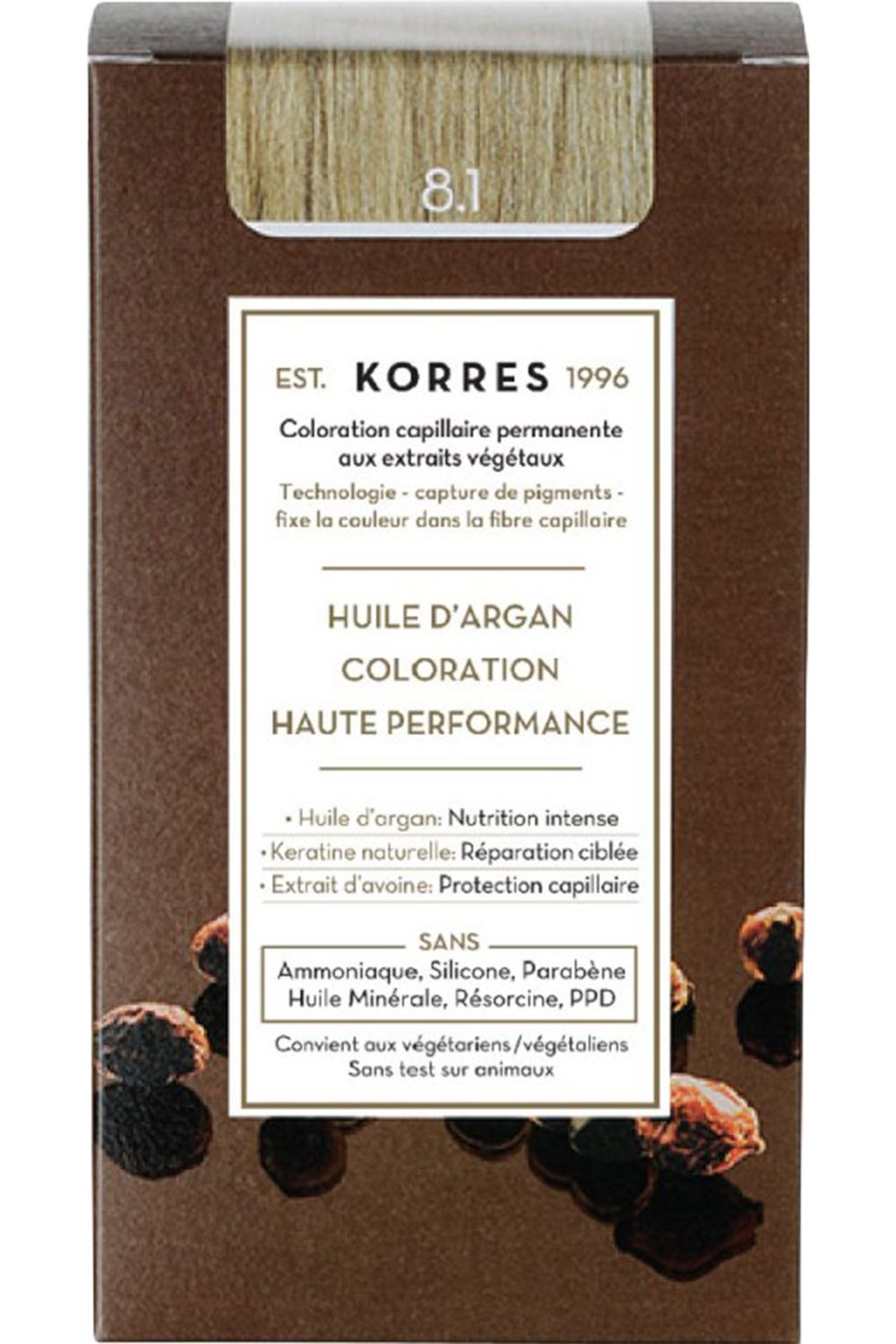 Korres - Coloration permanente huile d'argan Blond clair cendré 8.1