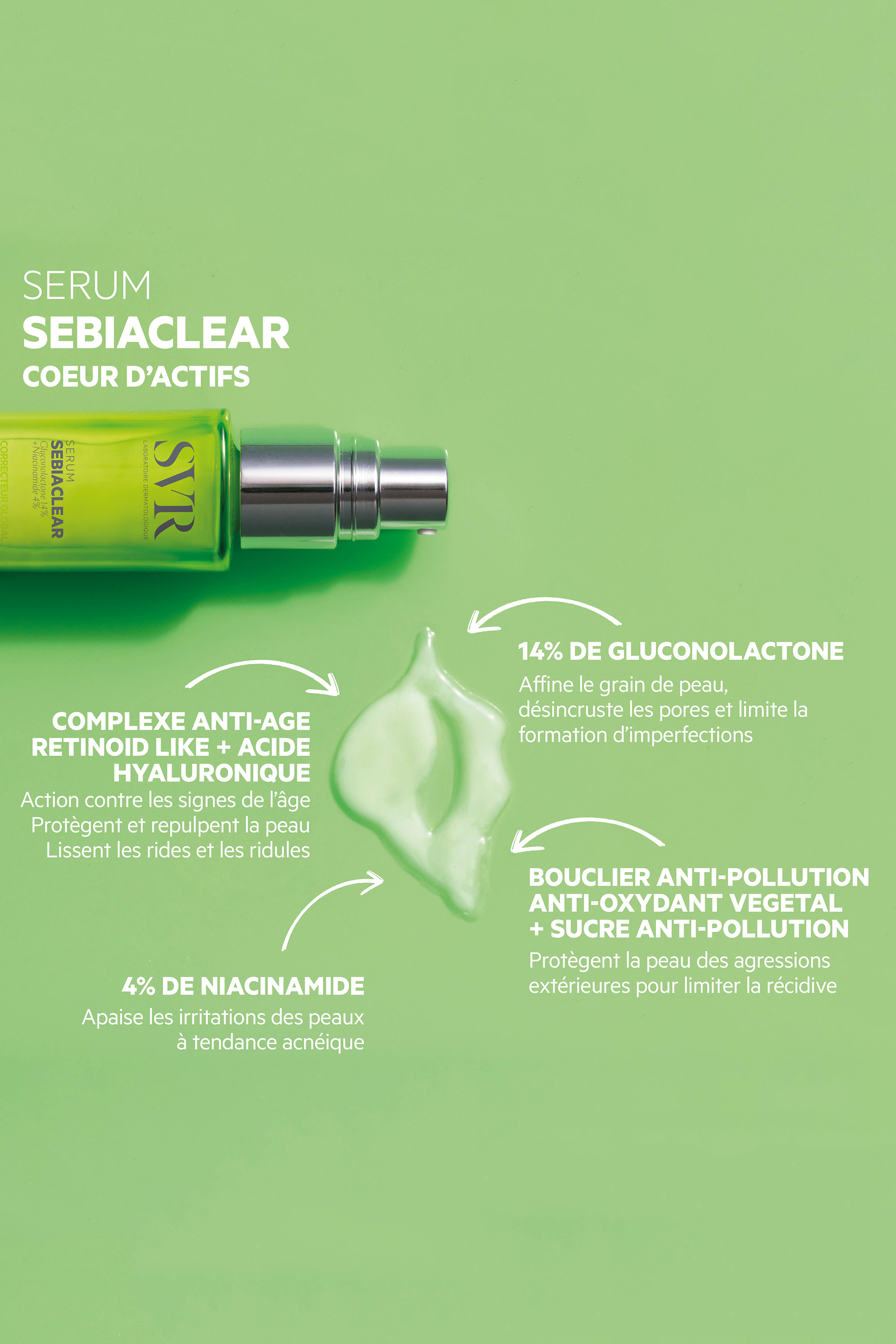 Sérum correcteur global anti-imperfections, marques, rides Sebiaclear