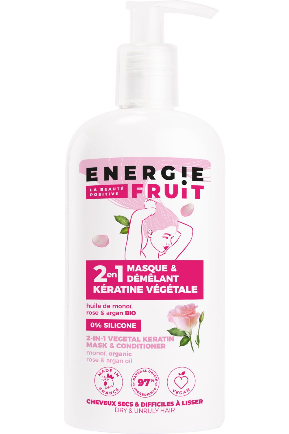Energie Fruit - Masque cheveux 2-en 1 au monoï rose et argan bio