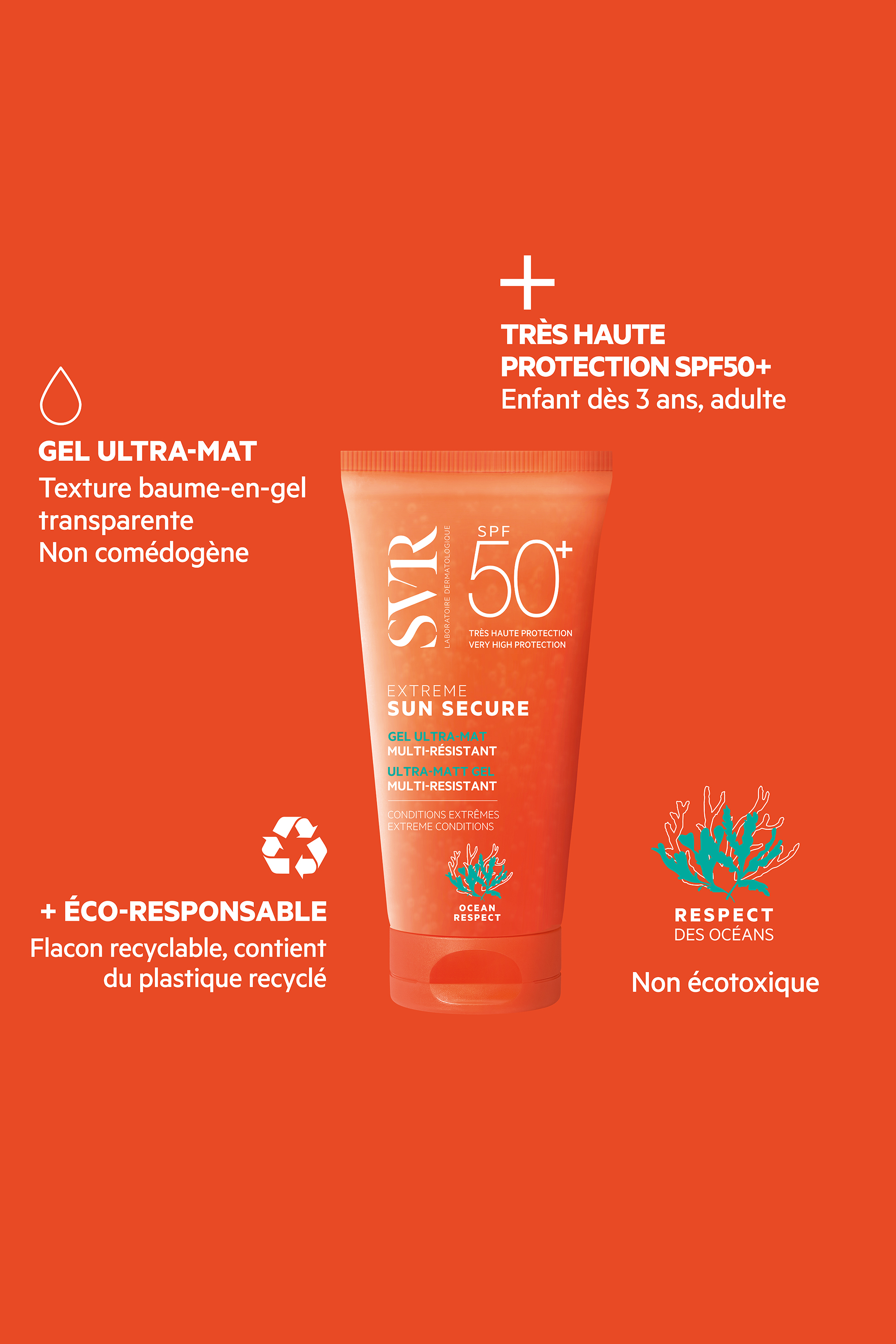Gel solaire ultra mat Sun Secure Extrême SPF50+