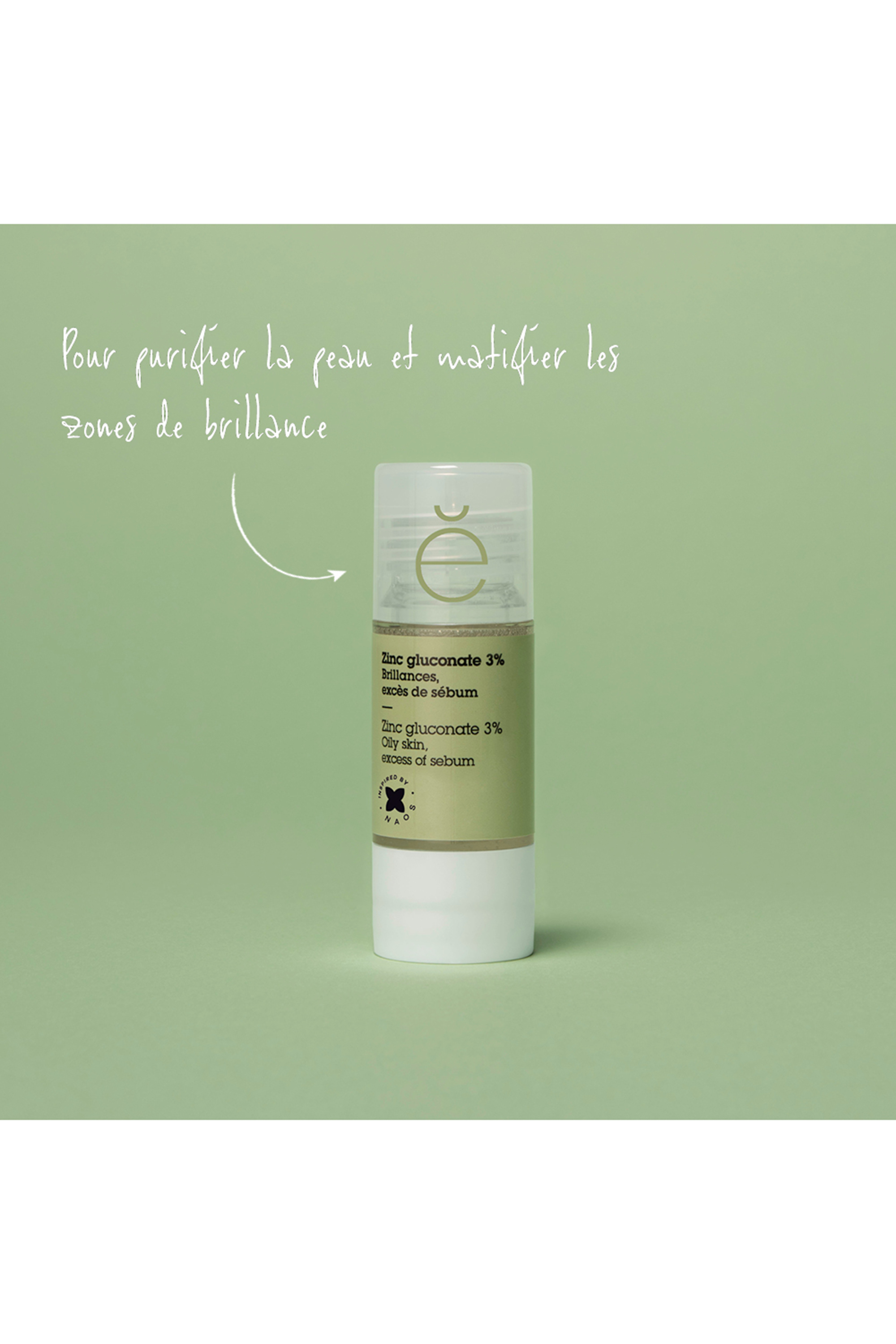 Actif pur Zinc gluconate 3% boutons et imperfections