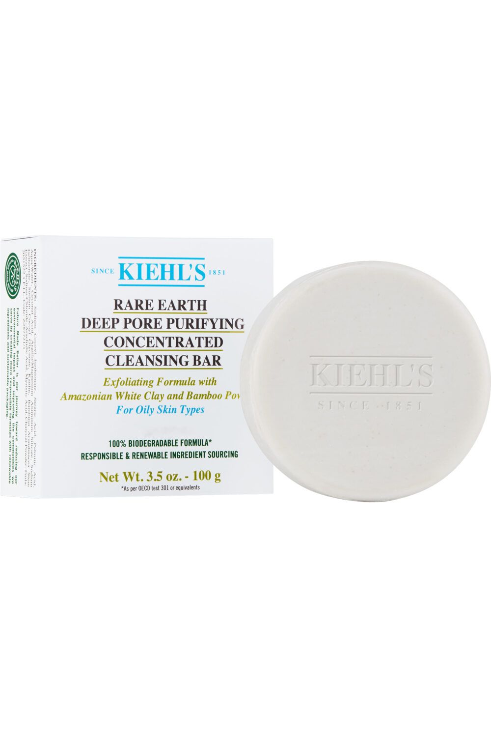 Kiehl's - Nettoyant solide concentré purifiant pour peaux normales à grasses Rare Earth