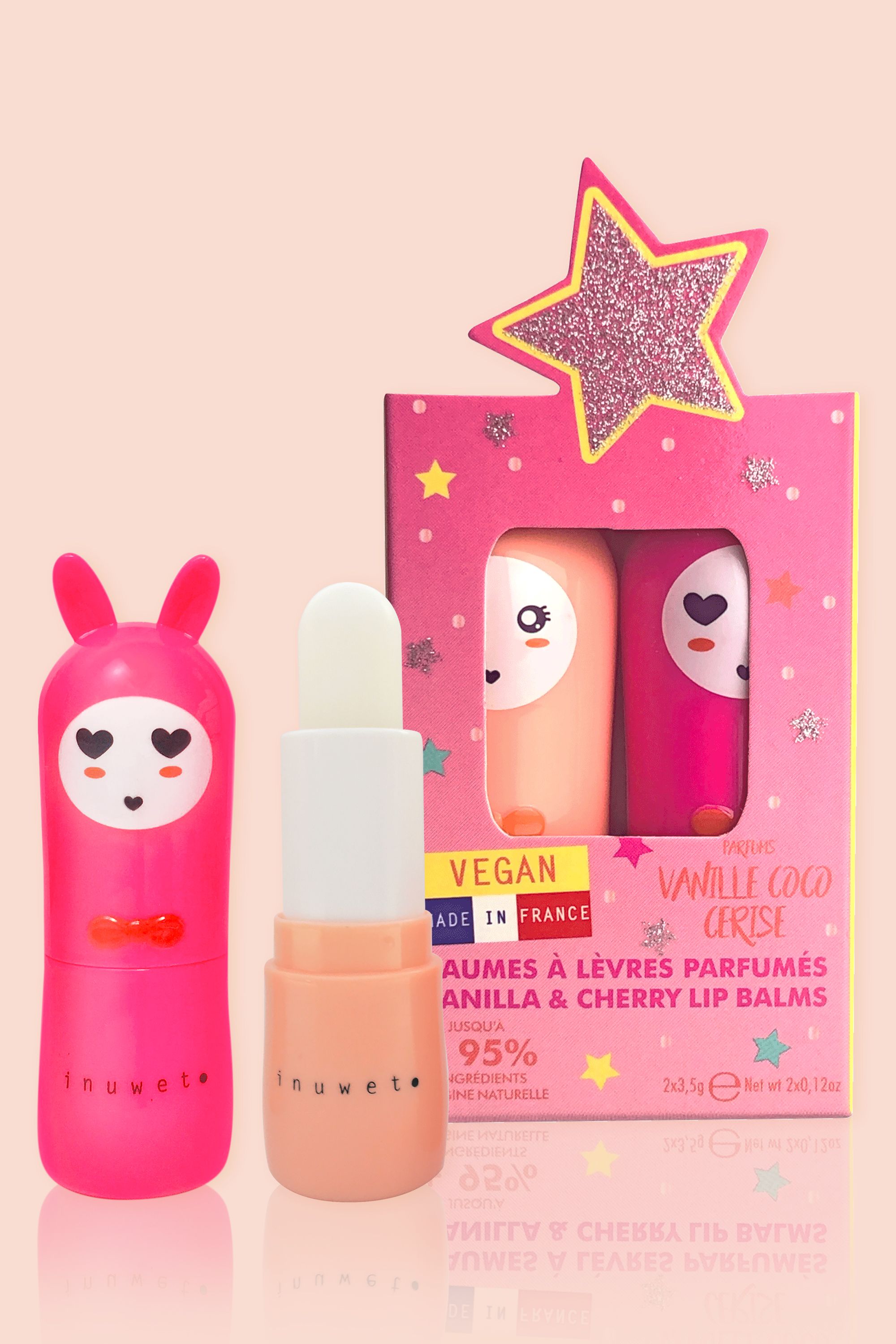 Inuwet (In Unicorn We Trust) - Coffret enfant Lapin avec 3 baumes à lèvres  + 2 barettes - Blissim