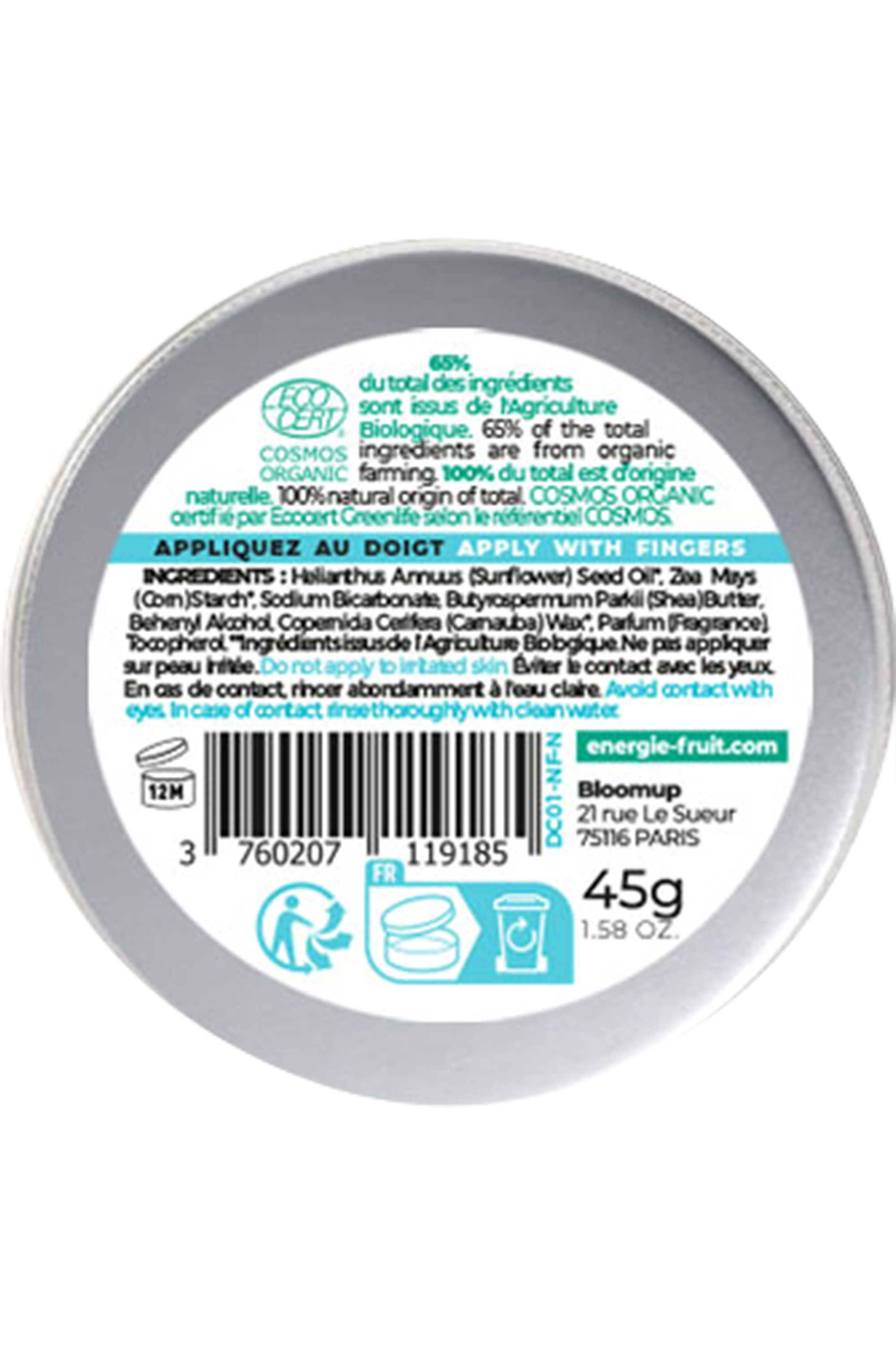 Déodorant crème monoï certifié bio
