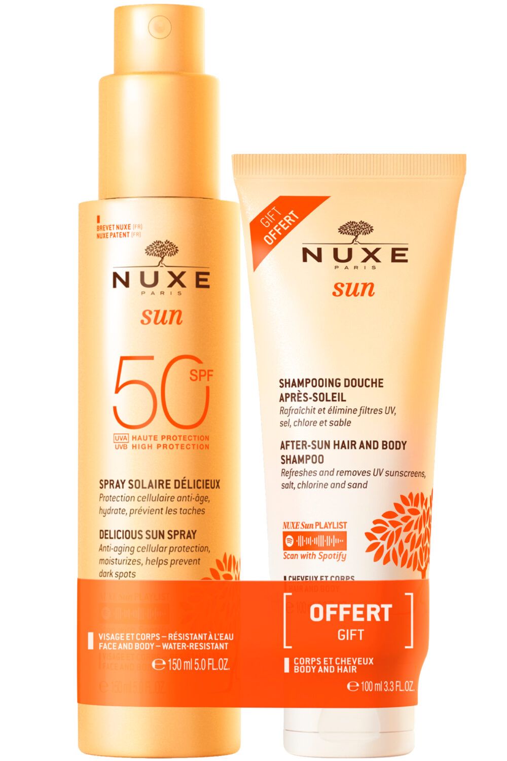 Nuxe - Spray Fondant Haute Protection SPF50 et Shampoing douche après soleil