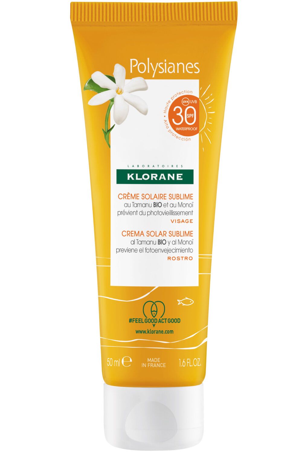 Klorane - Crème solaire sublime SPF 30 au Tamanu bio et Monoï