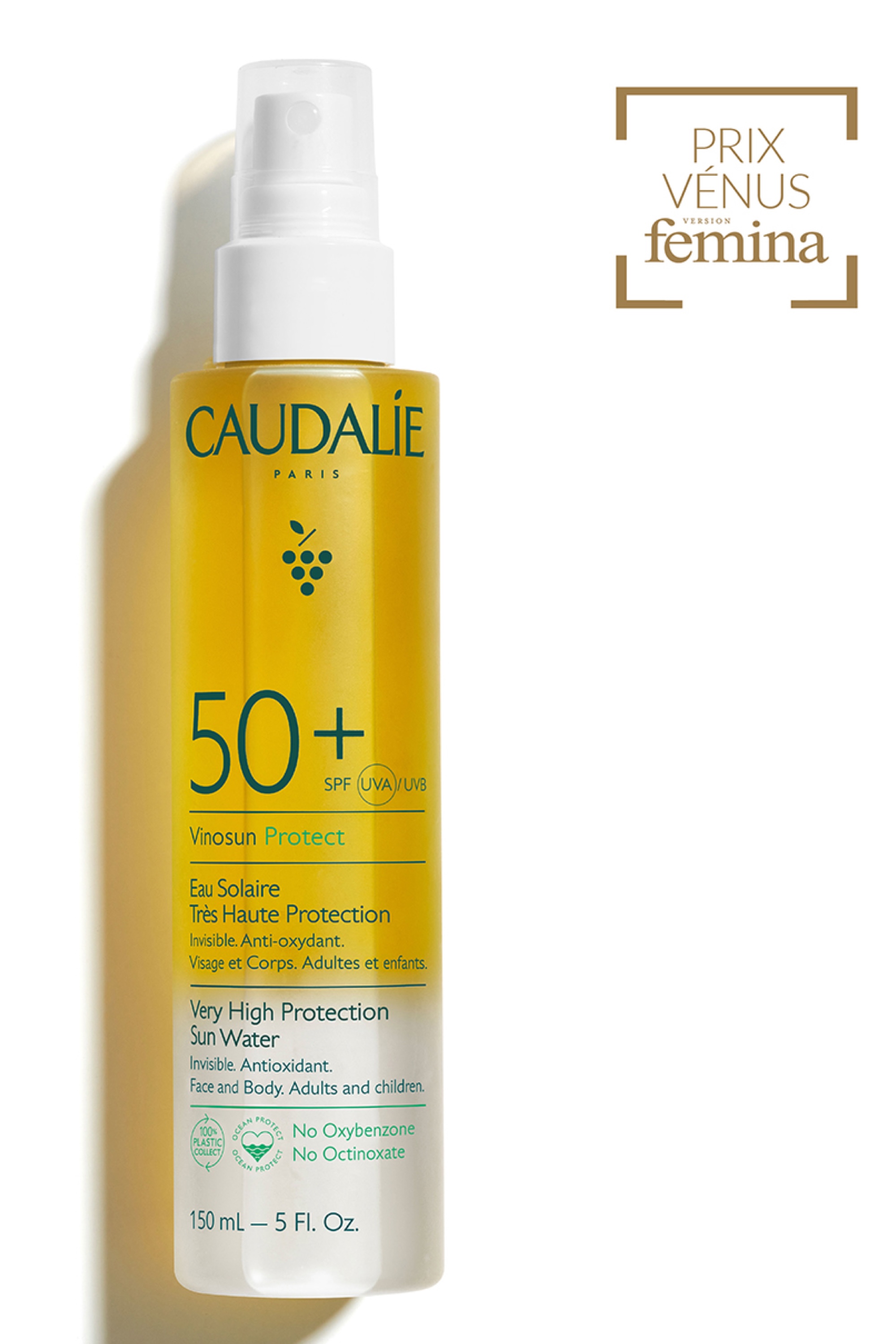 Eau solaire très haute protection SPF50+ Vinosun