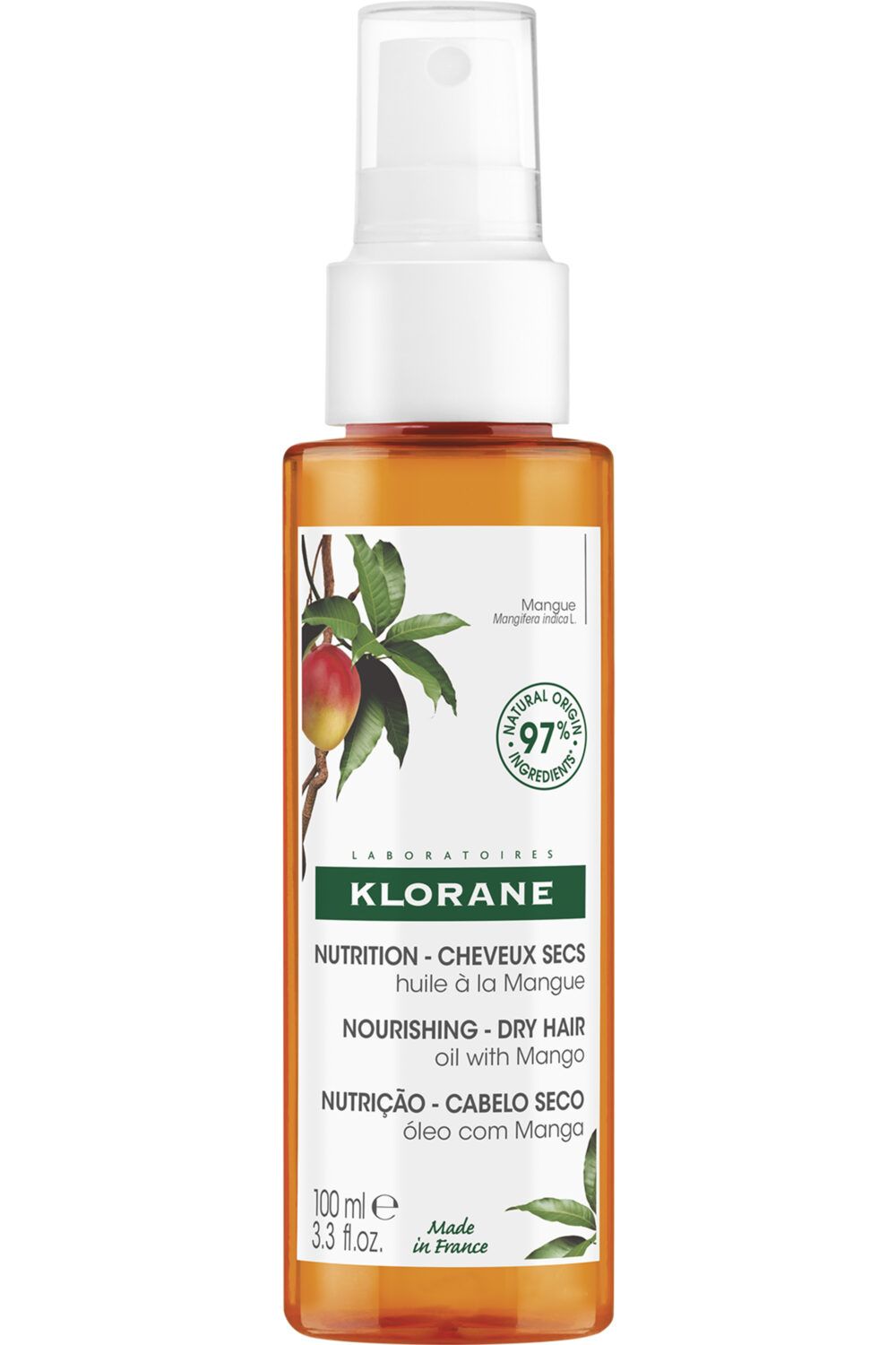 Klorane - Huile Nutrition à la Mangue pour cheveux secs