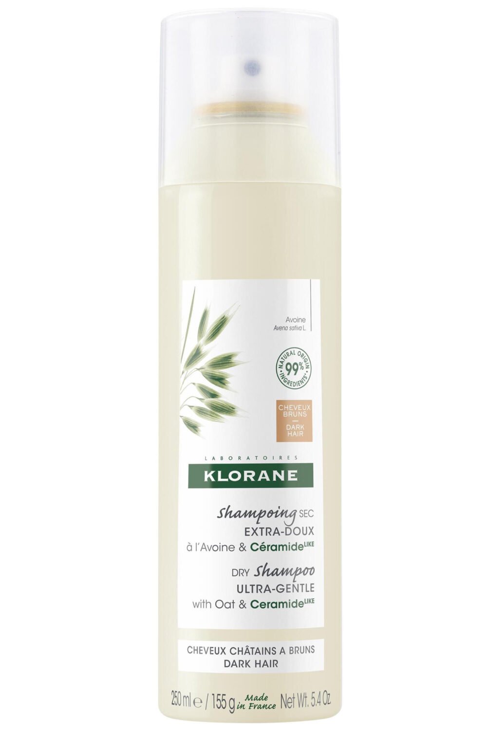 Klorane - Shampoing sec spray teinté Avoine & Céramide pour cheveux bruns