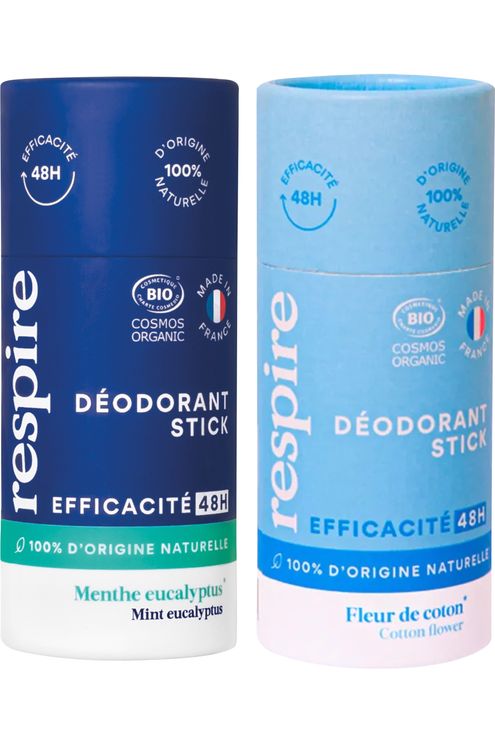 Respire - Duo de déodorants solides Fleur de Coton & Menthe eucalyptus -  Blissim