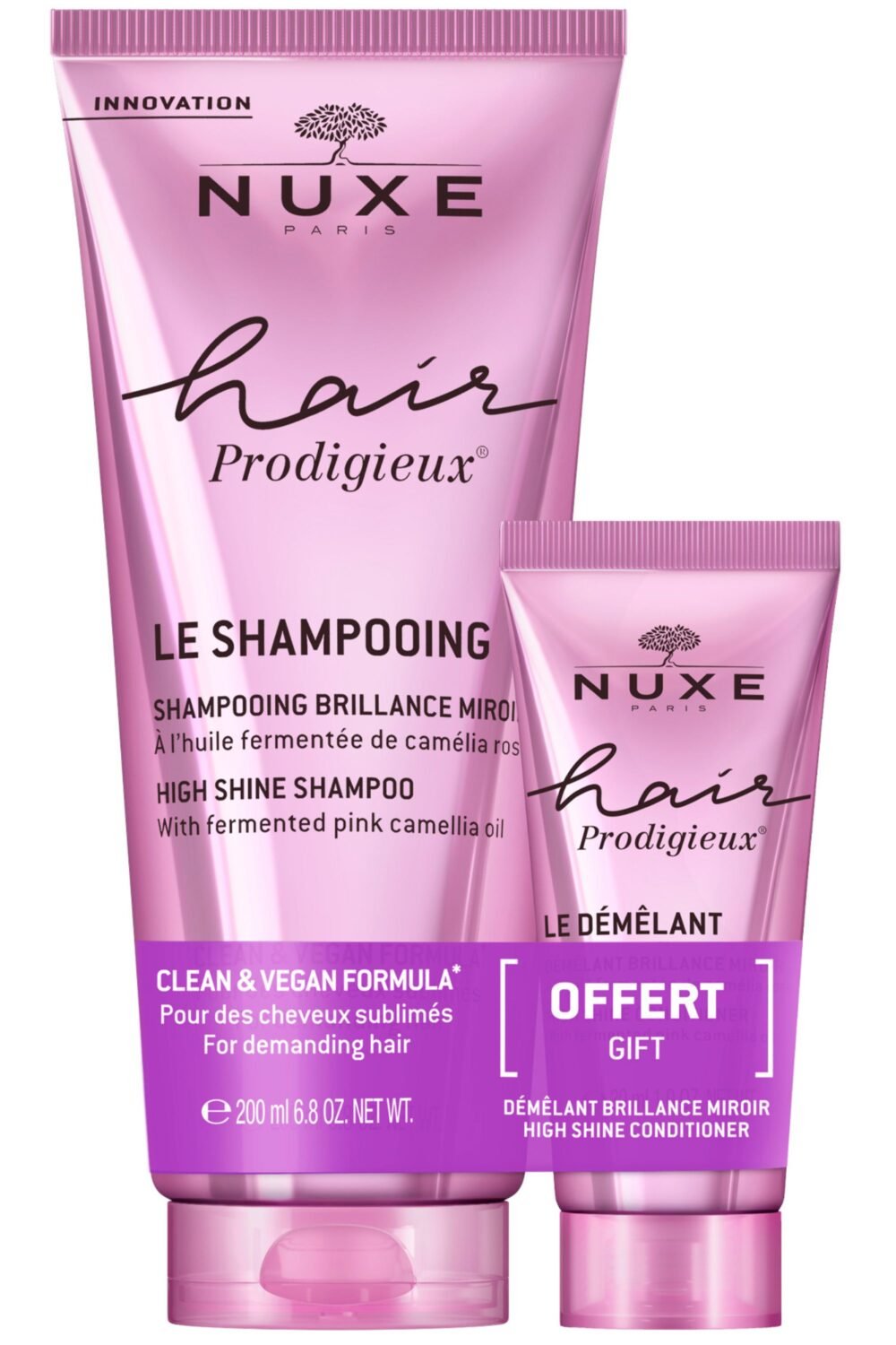 Nuxe - Shampoing Brillance Miroir Hair Prodigieux & Démêlant brillance miroir offert