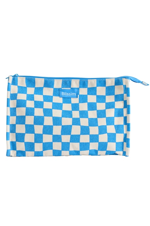 Trousse à carreaux bleue & blanche