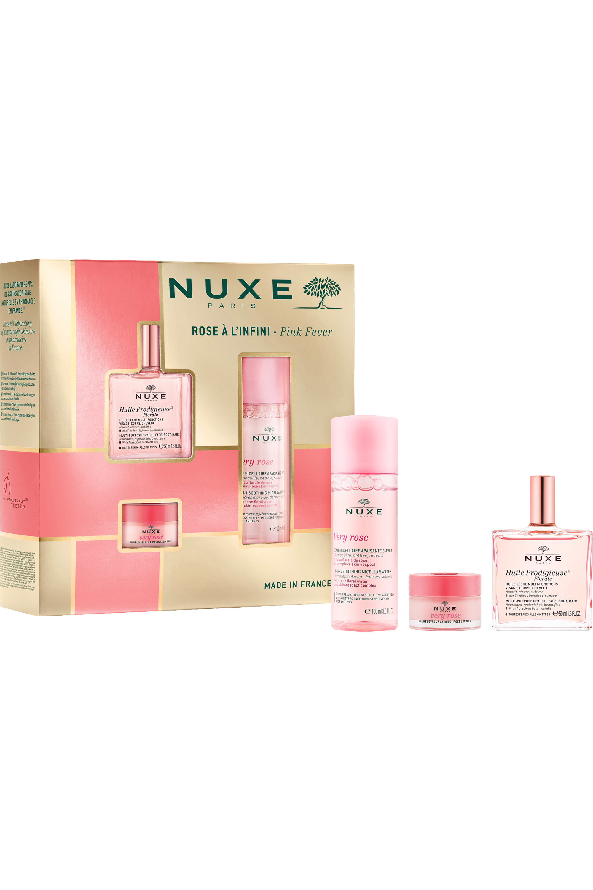 Coffret Noël soin visage rose avec l’huile prodigieuse florale 50ml et un soin offert