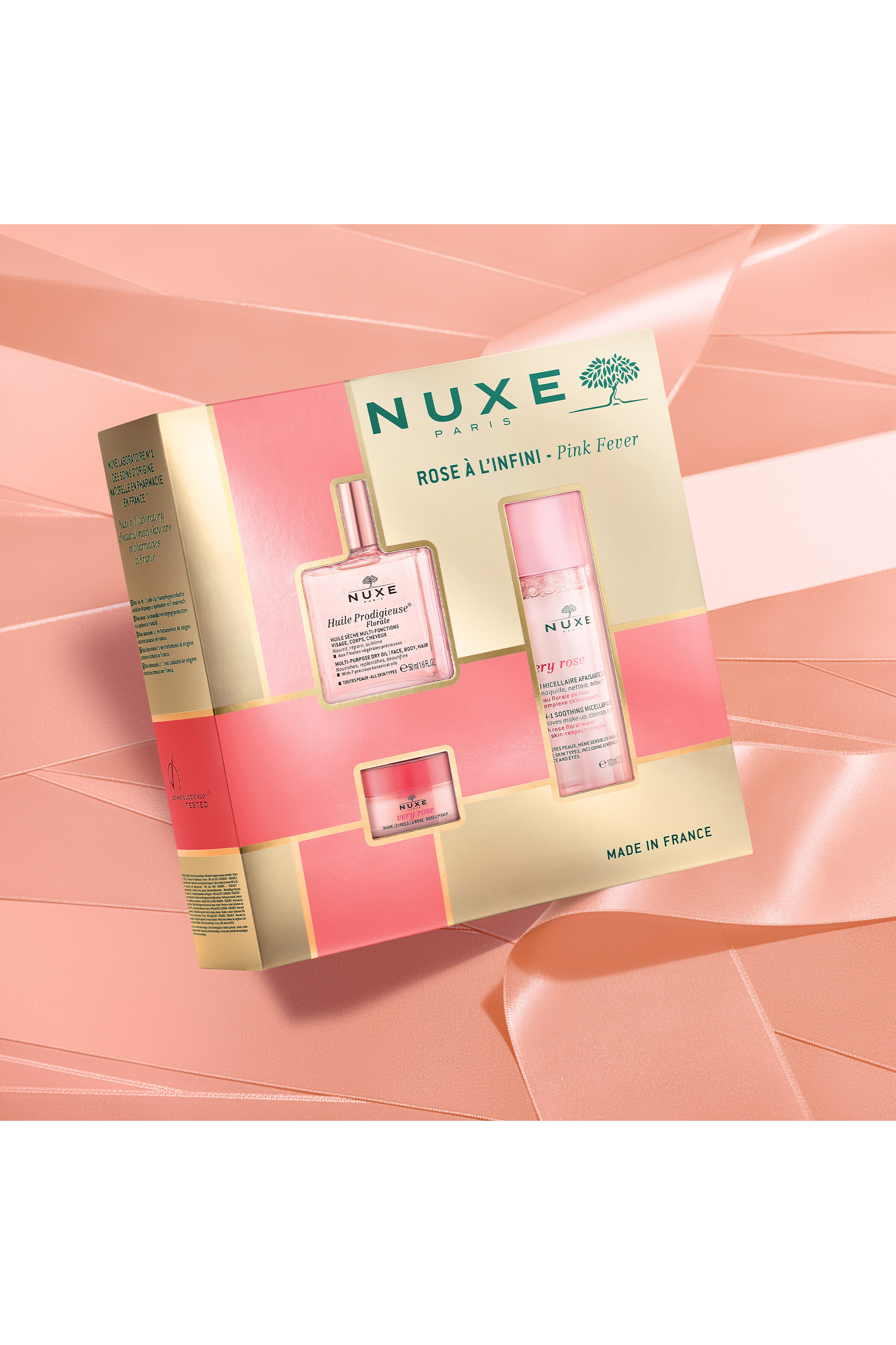 Coffret Noël soin visage rose avec l’huile prodigieuse florale 50ml et un soin offert