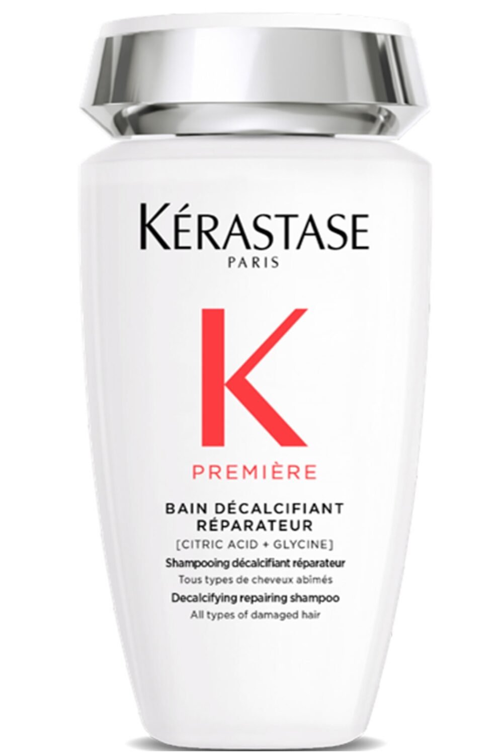 Shampoing décalcifiant réparateur rechargeable pour cheveux abîmés Première - 250ml