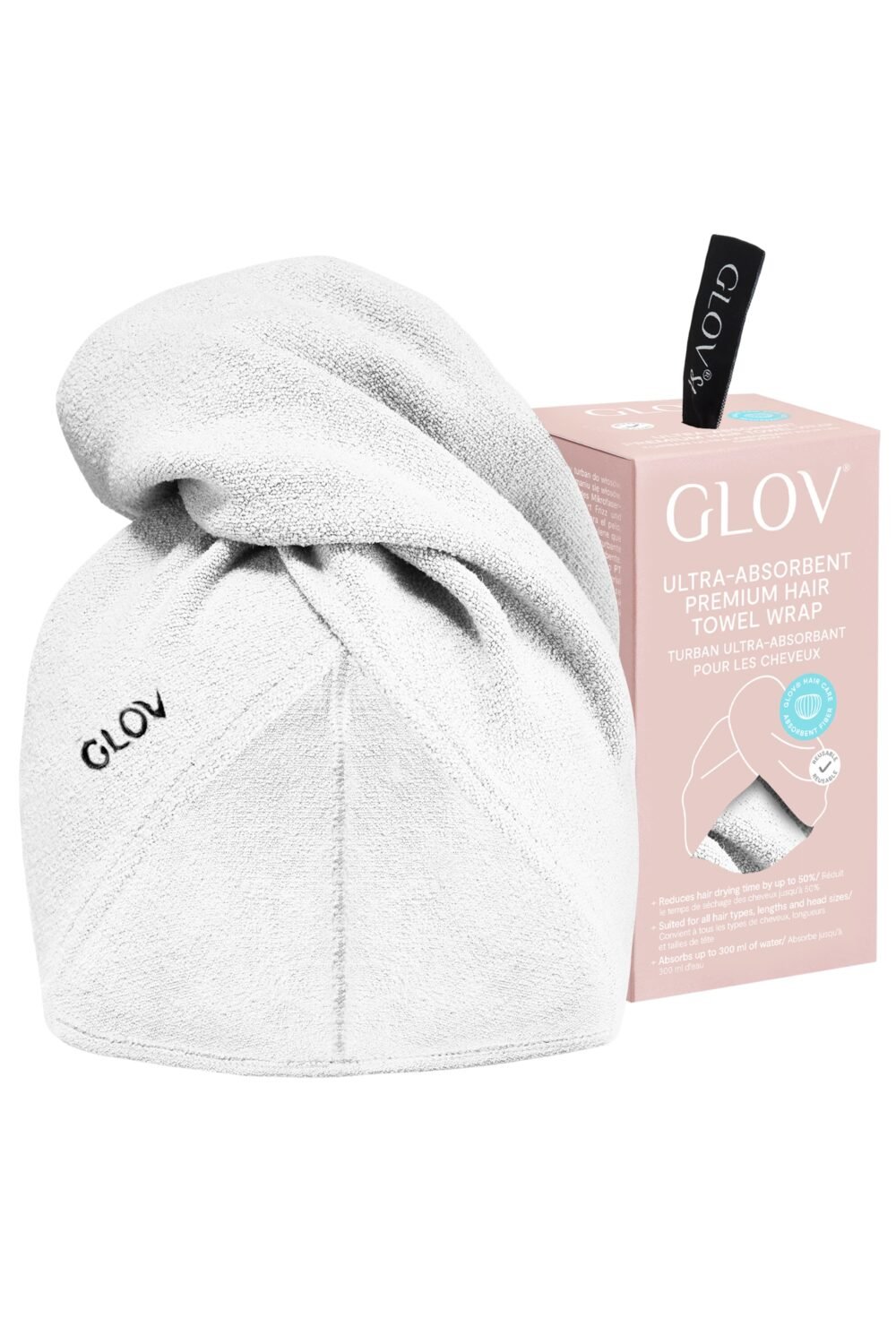 Serviette absorbante pour cheveux blanche