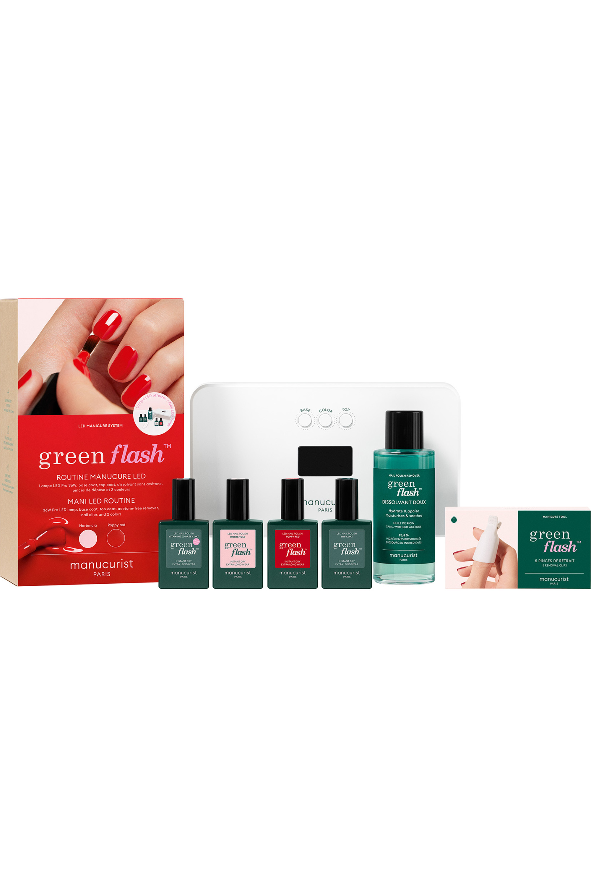Kit manucure pro Green Flash Hortencia &amp; Poppy Red