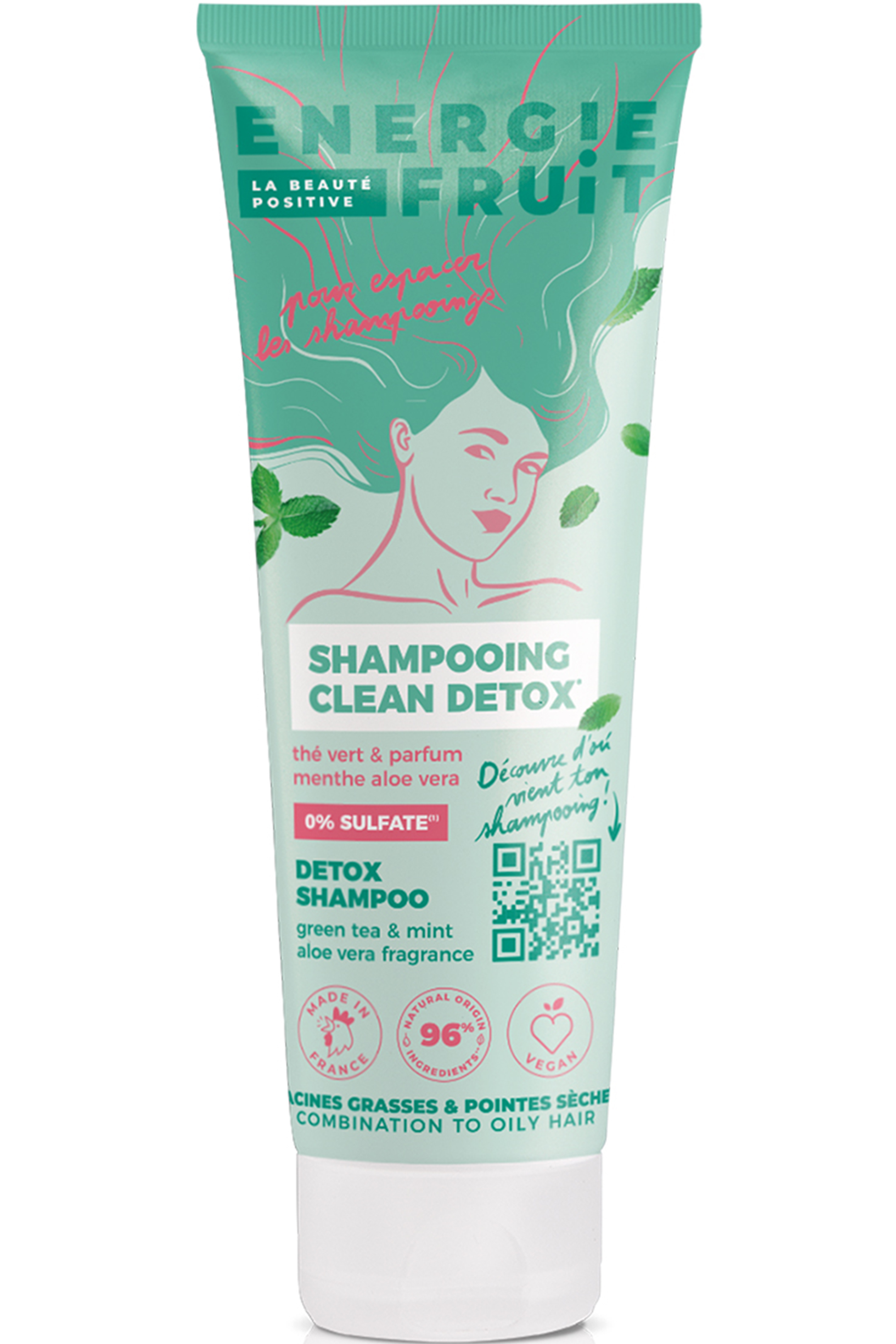 Shampooing clean detox sans sulfate pour pointes sèches et racines grasses