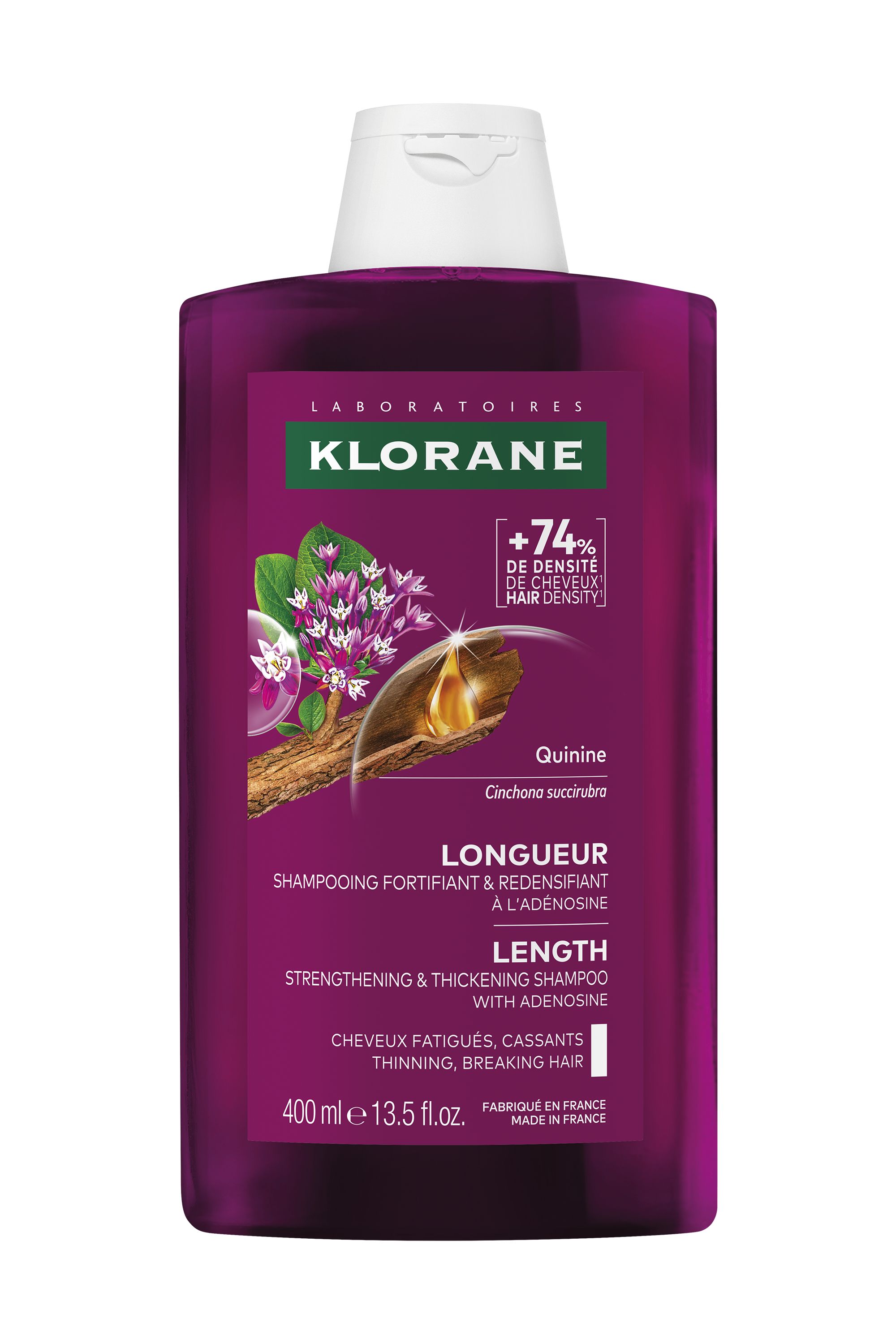 Shampoing croissance accélérateur de pousse à l'adénosine et à la quinine